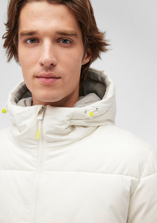 Kapusonlu Beyaz Sisme Mont - Mavi фото 8