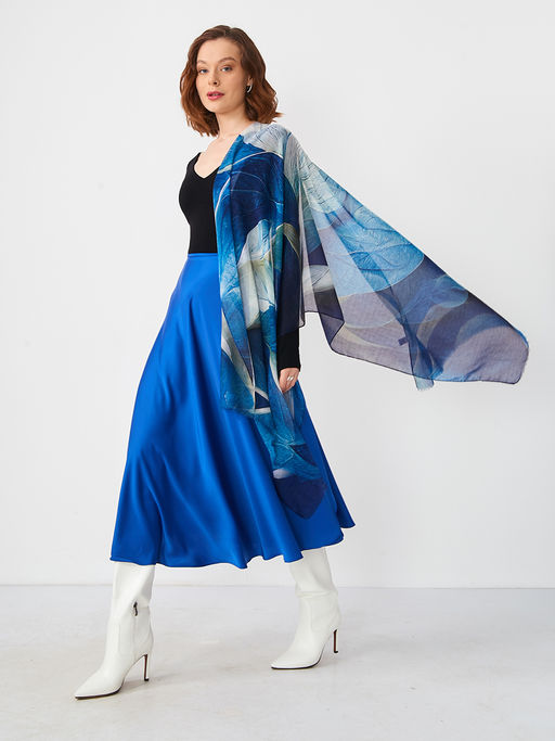 Большой, мягкий, тонкий и очень нежный двусторонний палантин с рисунком в стиле арт-дек - Tantino фото 5