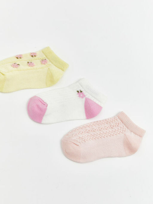 K?z Bebek Desenli 3l? Patik ?orap