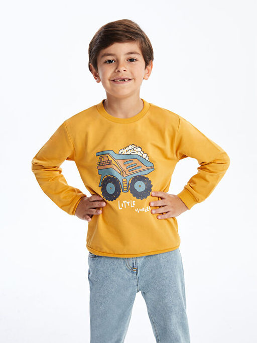 Bisiklet Yaka Uzun Kollu Bask?l? Erkek Bebek Sweatshirt 2li - Waikiki фото 6