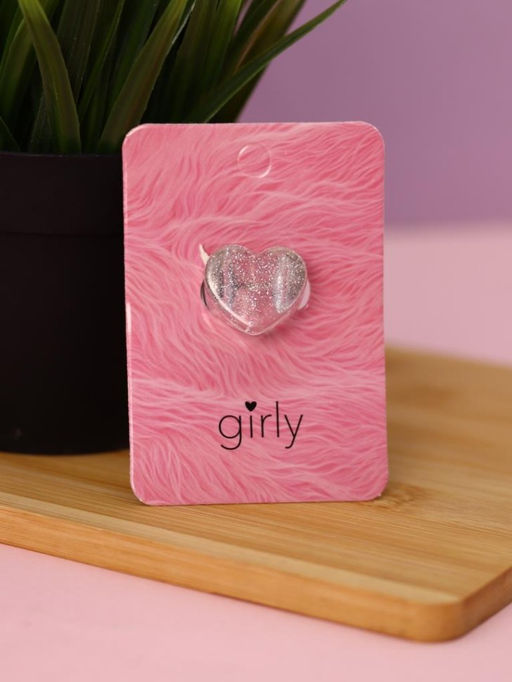 Кольцо акриловое GIRLY "White heart", white (d=1,7 см)