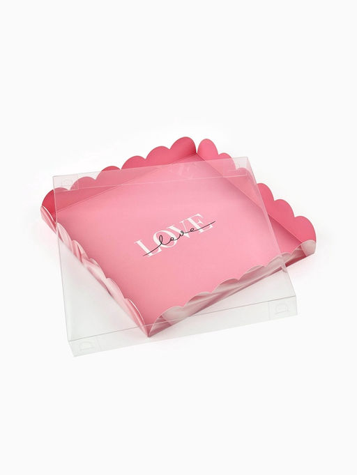 Цена за 5 шт. Коробка для печенья, кондитерская упаковка с пластиковой крышкой, «Шёлковая любовь», 21×21×3 см