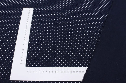 Теплый хлопок Белый горох (2мм) на чернильном-2, ш.1.5м, хлопок-100%, 160гр/м.кв - Купава фото 3