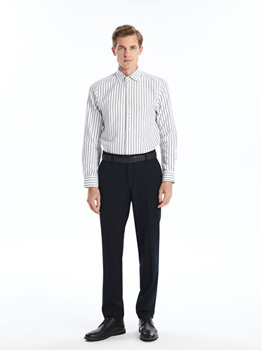 Slim Fit Uzun Kollu ?izgili Arm?rl? Erkek G?mlek