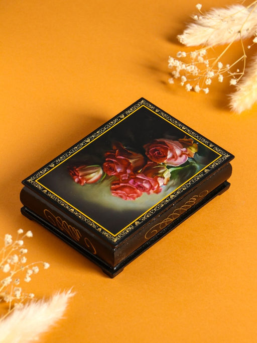 Шкатулка для украшений Розы, 10?14 см, лаковая миниатюра