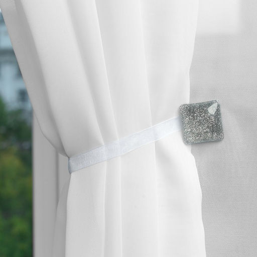 Цена за 2 шт. Подхват для штор «Квадрат с блёстками», 3.5×3.5 см, цвет серебряный