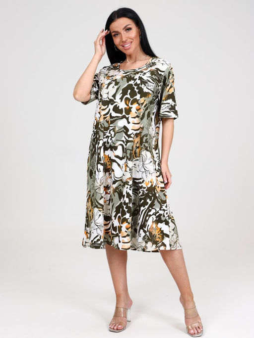 874 ПЛАТЬЕ ЖЕНСКОЕ (Хаки) - А-дина фото 3