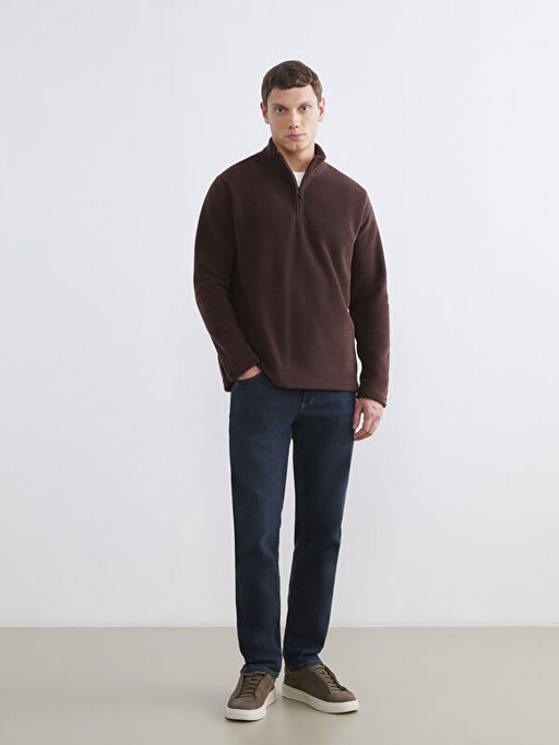 Dik Yaka Polar Erkek Sweatshirt