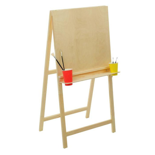 Мольберт тип «Хлопушка», 120×60×65 см, планшет 60×60 см, полка с двумя подстаканниками, неокрашенное дерево, Calligrata
