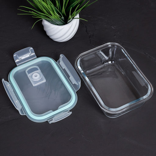 Контейнер прямоугольный крышка с клапаном 370 мл стекло / BXW-370CF /уп 48/