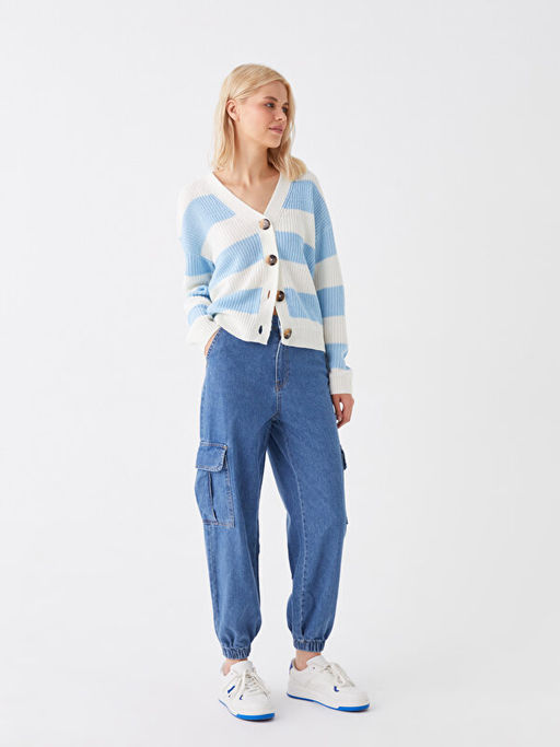 Jogger Kad?n Kargo Jean Pantolon