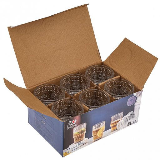 Стакан стеклянный 180мл Колизей д6,8см, h9,1см, рельефное, прозрачное стекло, д/горла 6,2см, д/основания 5см (Китай) Цена указана за штуку. В подарочной коробке 6 штук. - Домашняя мода фото 4