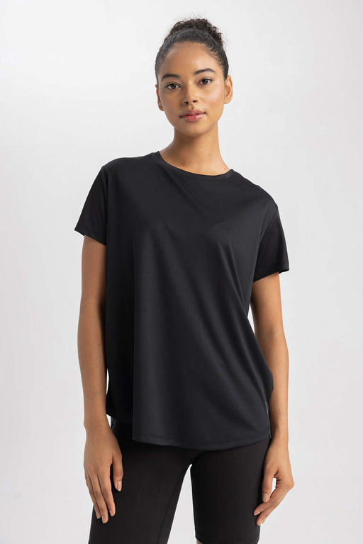DeFactoFit Comfort Fit Спортивная футболка с круглым вырезом и короткими рукавами  фото 4
