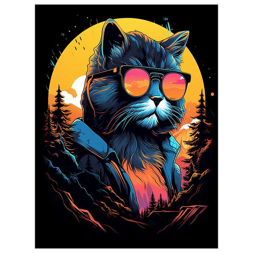 Холст с красками 40х50 см по номерам "Модный кот" (30цв.)