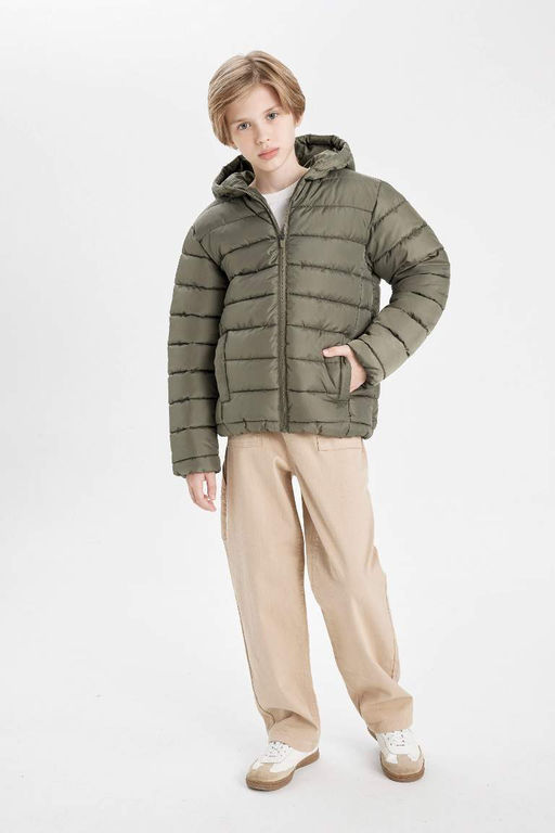 Водоотталкивающая куртка-пуховик с капюшоном для мальчиков - Defacto фото 2