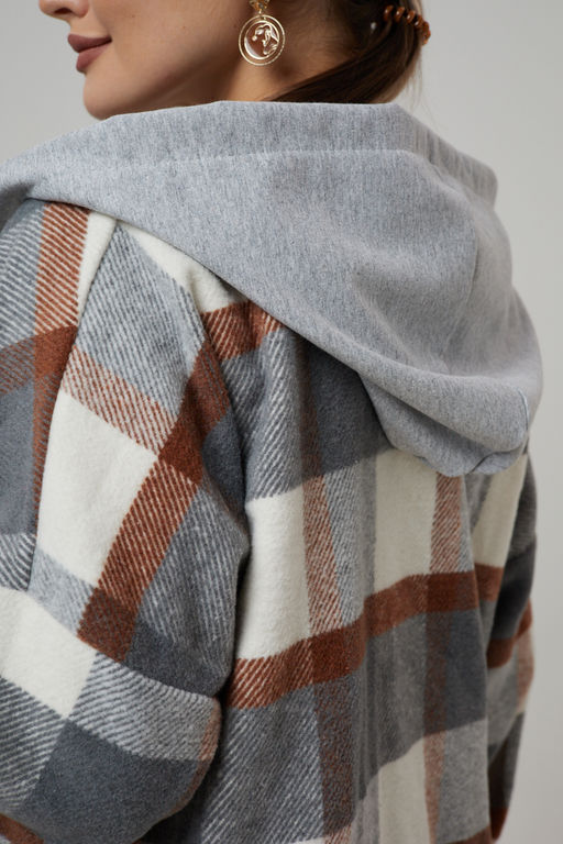 Рубашка женская в клетку с капюшоном РЖКК-01