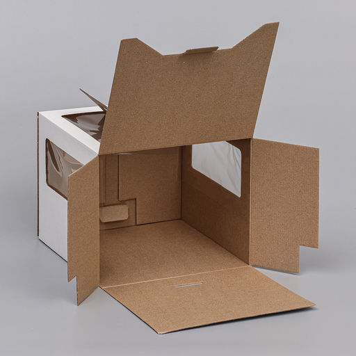 Коробка под торт 2 окна, с ручками, белая, 24 х 24 х 20 см - UPAK LAND фото 7