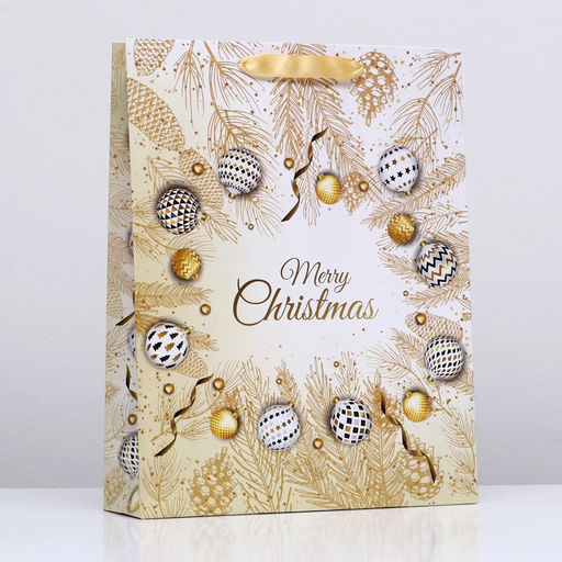 Пакет ламинированный вертикальный Merry Christmas,33 х 42 х 10 см