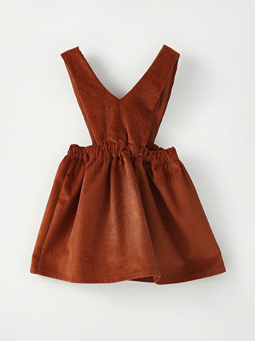 V Yaka Basic K?z Bebek Kadife Salopet Elbise ve K?lotlu ?orap 2li Tak?m - Waikiki фото 2