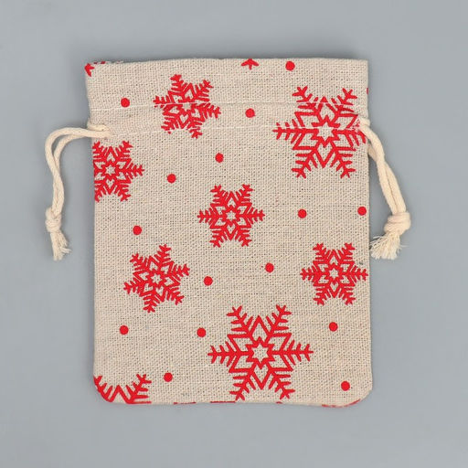 Цена за 5 шт. Мешочек подарочный холща «Новогодние ожидания», снежинки, холща, 10×12 см ± 1.5 см