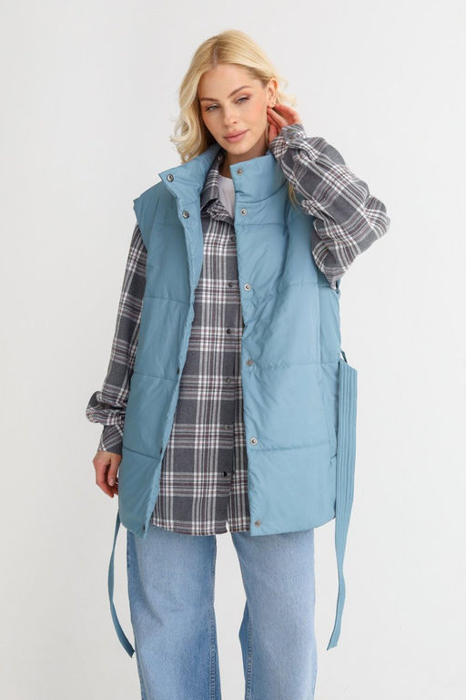 Жилет со стойкой oversize эвкалипт