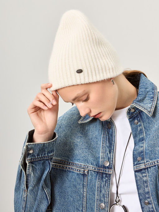 Шапка жен. пух енот+шерсть+виск LB-N88069 cream