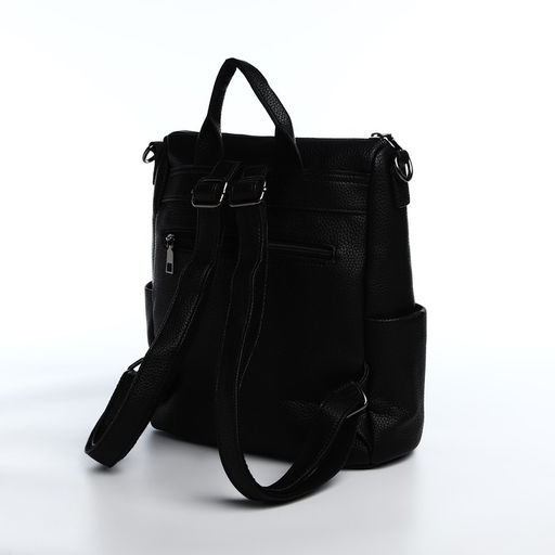 Рюкзак женский из искусственной кожи на молнии, 4 кармана, цвет чёрный - Simaland фото 4