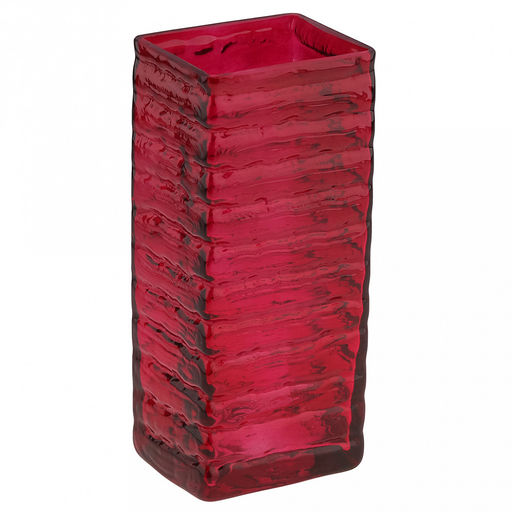 Ваза для цветов стеклянная "Графт-1" 1л, 10х8х22см, квадратная, текстурная, "Бордо", прозрачный (Россия)