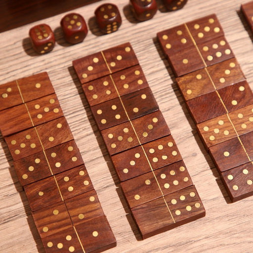 Игра настольная 2 в 1, домино, кубики, 19×6×5 см, дерево шишам