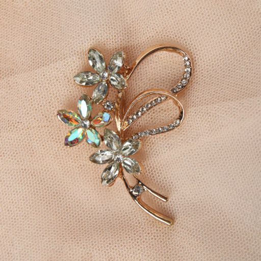 Брошь Букет 9 см / 38B-10-7 /уп 420/ (Бело-розовый ) - Галеонтрейд фото 2