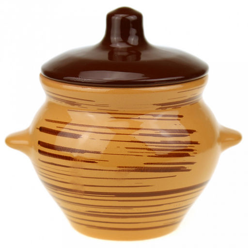 Горшок для жаркого керамический "№5" 0,5л, д10см "Стандарт", h10см, полоска (Россия)