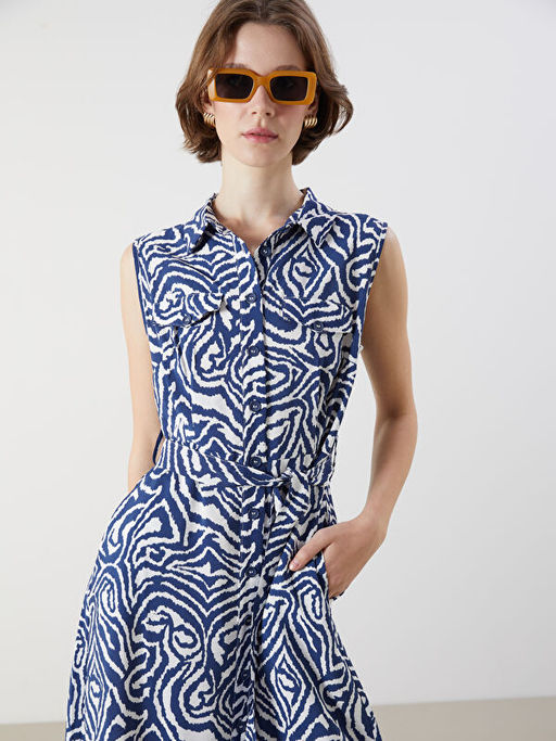 Regular Fit Desenli G?mlek Elbise