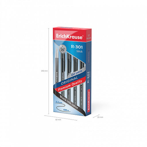 Цена за 24 шт. Набор из 4 ручек гелевых ErichKrause R-301 Gel Stick Original 0.5, цвет чернил: синий, черный, красный, зеленый (в пакете)  фото 10