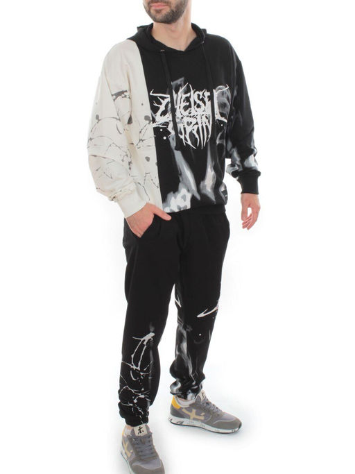 2608/7325 BLACK/WHITE Костюм спортивный мужской (75% хлопок, 20% полиэстер, 5% спандекс)