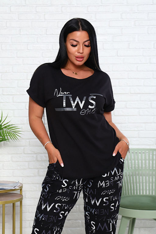 Костюм с брюками чинос, принт, черный (911-1) - Плиона фото 11