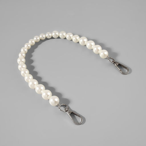 Ручка для сумки, жемчужные бусы, d=12, 14, 16 мм, 39 см, цвет белый, серебряный