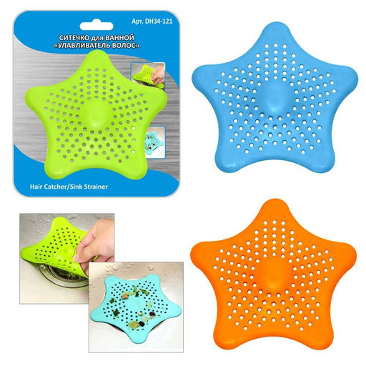 Ситечко для ванной Улавливатель волос 15х15см Цвет в ассортименте DH34-121 (МультиДом)  фото 3