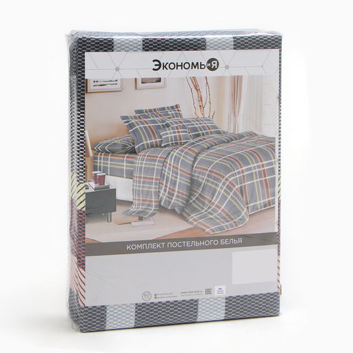 Постельное бельё 2 сп Экономь и Я Squares, 173х215см, 175х214см, 50х70см-2шт, микрофибра, 60г/м2  фото 5