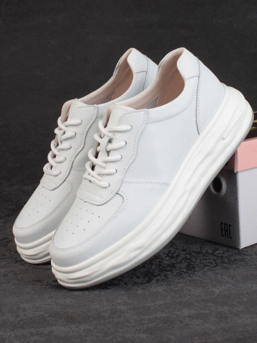 05-PDD181-1 WHITE Кроссовки женские (натуральная кожа)