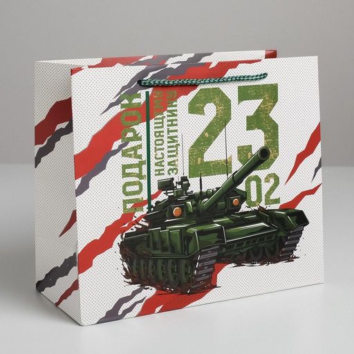 Цена за 2 шт. Пакет подарочный ламинированный, упаковка, «С 23 февраля», ML 27×23×11.5 см
