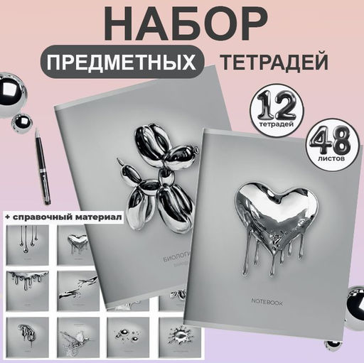 Комплект тетрадей 48 л. А5 кл./лин.ЖИДКИЙ МЕТАЛЛ Schoolformat