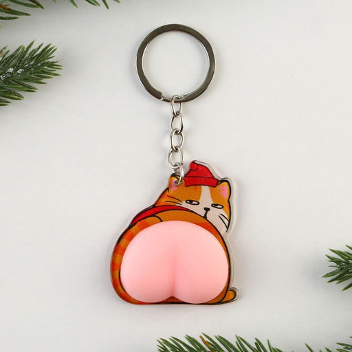 Брелок - мялка «Кот - Новый год» 4,8 х 11,4 см