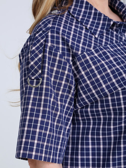 Платье-рубашка летнее в клетку с коротким рукавом - Almond фото 3