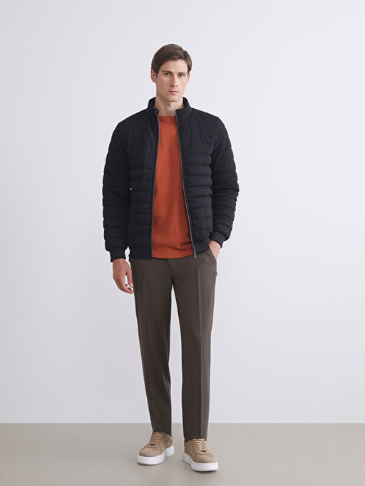 Slim Fit Dik Yaka Erkek Mont