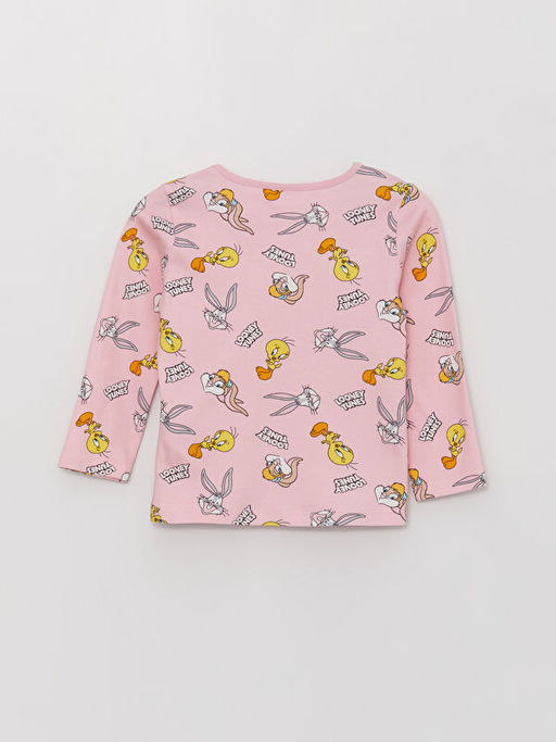 Bisiklet Yaka Uzun Kollu Looney Tunes Bask?l? K?z Bebek Pijama Tak?m? - Waikiki фото 3