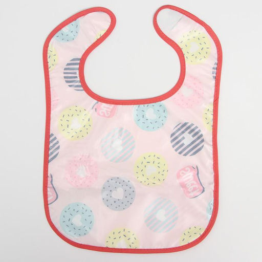 Нагрудник для кормления Крошка Я «Пончики» непромокаемый на липучке, с карманом