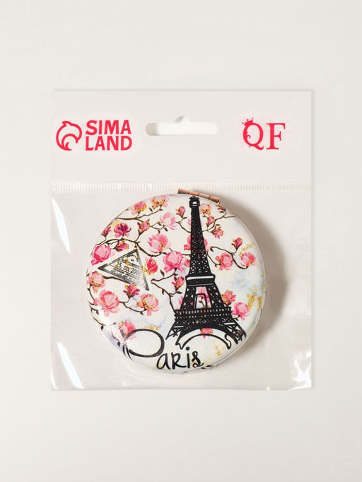 Зеркало складное «Париж», d=7.5 см, с увеличением х2, искусственная кожа, белое