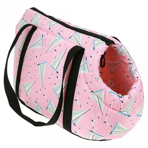 Сумка-переноска для кошек и собак набор 2шт: 42х25х27,5см, 35х20х22,5см "Парусник", ткань х/б, синтепон, розовый (Китай)