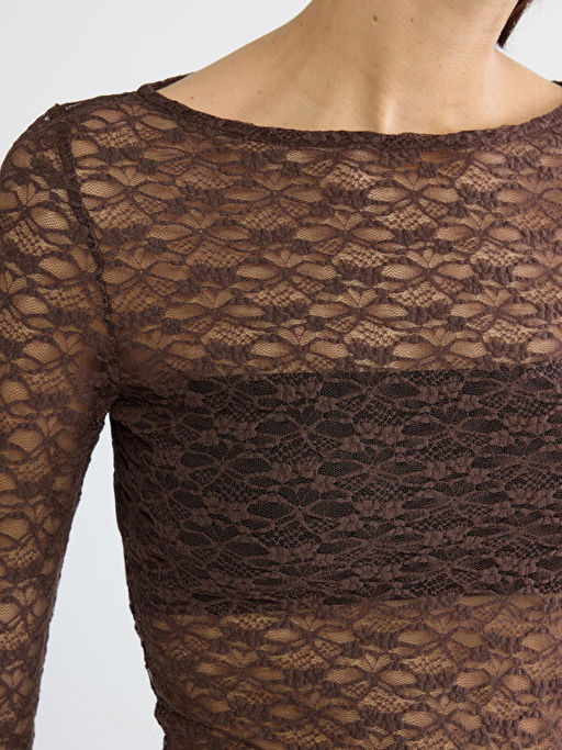 Bisiklet Yaka Dantelli Bluz