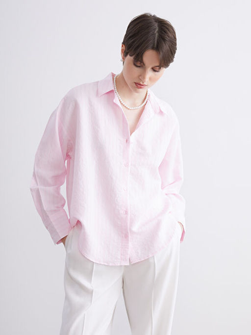 ?izgili Oversize Modal Kar???ml? Kad?n G?mlek